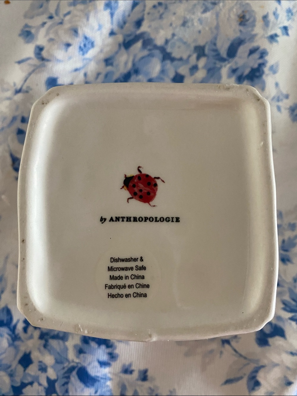 Anthropologie White Ceramic Floral & Butterfly Catchall berry tray holder - Picture 2 of 3